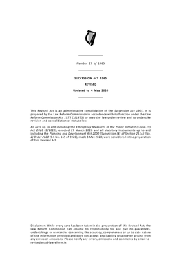 Number 27 of 1965 SUCCESSION ACT 1965 REVISED Updated to 4