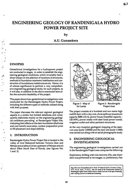 Engineering Geology of Randenigala Hydro Power Project Site