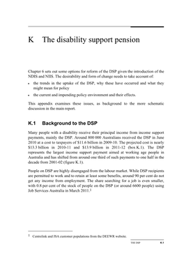 Appendix K: the Disability Support Pension