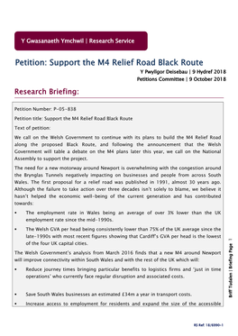 Petition: Support the M4 Relief Road Black Route