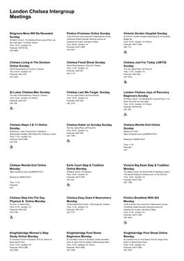 London Chelsea Intergroup Meetings