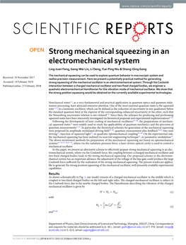 Strong Mechanical Squeezing in an Electromechanical System Ling-Juan Feng, Gong-Wei Lin, Li Deng, Yue-Ping Niu & Shang-Qing Gong