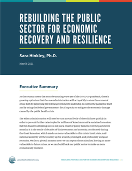 Rebuilding the Public Sector for Economic Recovery and Resilience