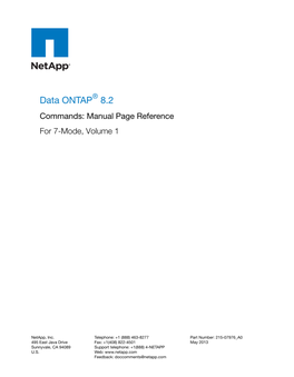 Data ONTAP® 8.2 Commands: Manual Page Reference for 7-Mode, Volume 1