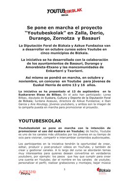 En Zalla, Derio, Durango, Zornotza Y Basauri YOUTUBESKOLAK