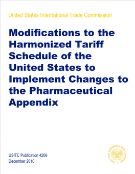 Modifications to the Harmonized Tariff Schedule of the United States to Implement Changes to the Pharmaceutical Appendix