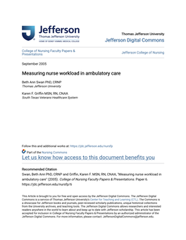 Measuring Nurse Workload in Ambulatory Care