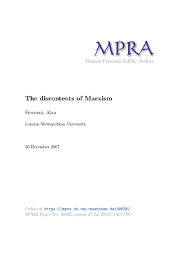 The Discontents of Marxism