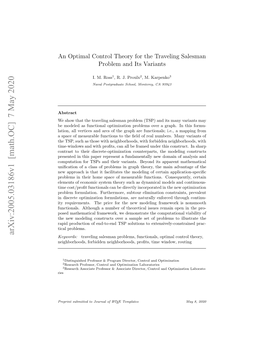 An Optimal Control Theory for the Traveling Salesman Problem And