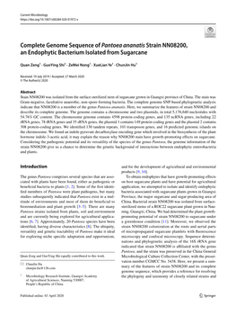 Complete Genome Sequence of Pantoea Ananatis Strain NN08200, an Endophytic Bacterium Isolated from Sugarcane