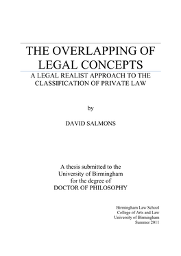 The Overlapping of Legal Concepts a Legal Realist Approach to the Classification of Private Law