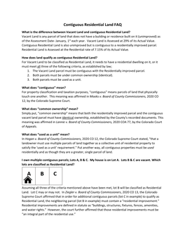 Contiguous Residential Land FAQ