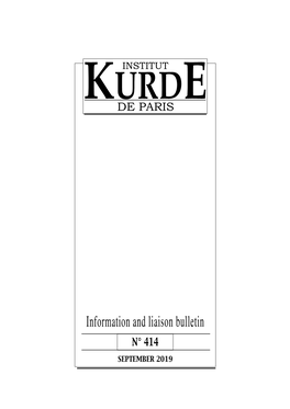 Kurdish Institute of Paris Bulletin N° 414 September 2019