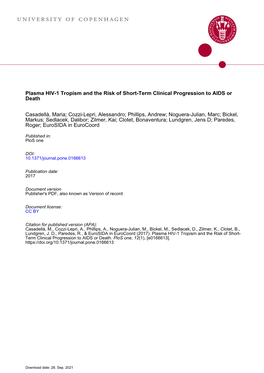 Plasma HIV-1 Tropism and the Risk of Short-Term Clinical Progression to AIDS Or Death