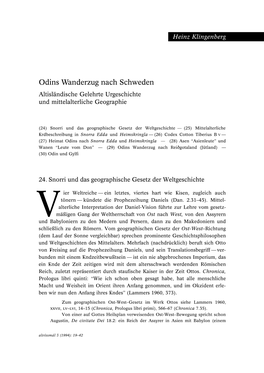 Odins Wanderzug Nach Schweden. Altisländische Gelehrte