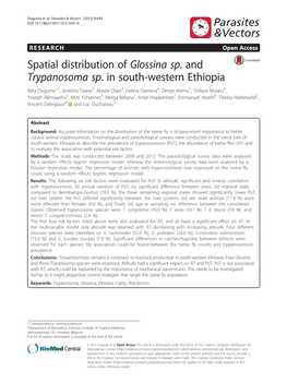 Spatial Distribution of Glossina Sp. and Trypanosoma Sp. in South-Western