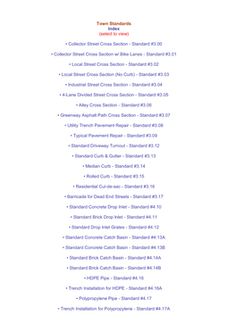 Town Standards Index (Select to View) • Collector Street Cross Section
