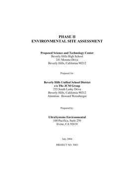 Phase Ii Environmental Site Assessment