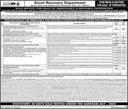 Asset Recovery Department STAR MEGA E-AUCTION Relationship Beyond Banking 6Th Floor, Bank of India Building, Bhadra, Ahmedabad