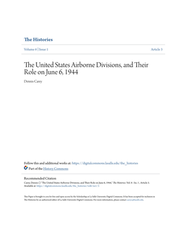 The United States Airborne Divisions, and Their Role on June 6, 1944