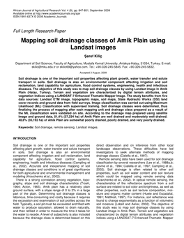 Mapping Soil Drainage Classes of Amik Plain Using Landsat Images