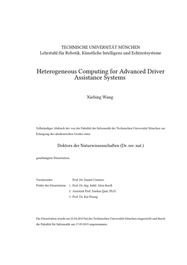 Heterogeneous Computing for Advanced Driver Assistance Systems