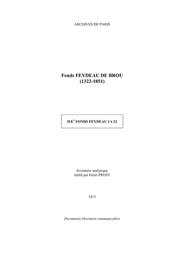 Fonds FEYDEAU DE BROU (1322-1851)