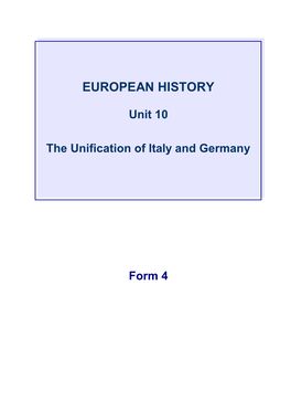 The Unification of Italy and Germany