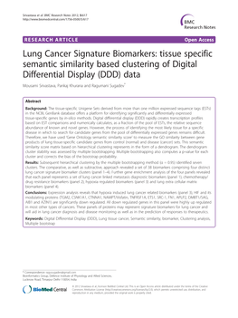 Lung Cancer Signature Biomarkers: Tissue Specific Semantic Similarity