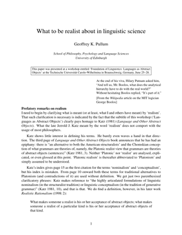 What to Be Realist About in Linguistic Science