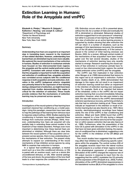 Extinction Learning in Humans: Role of the Amygdala and Vmpfc