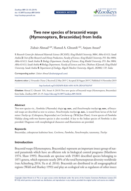 Hymenoptera, Braconidae) from India