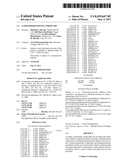 (12) United States Patent (10) Patent No.: US 8,455,647 B2 Delong Et Al
