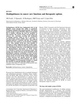 Deubiquitinases in Cancer: New Functions and Therapeutic Options