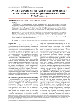 An Intial Estimation of the Numbers and Identification of Extant Non