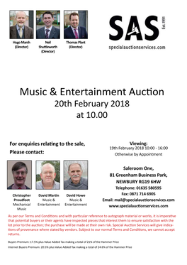 Music & Entertainment Auction