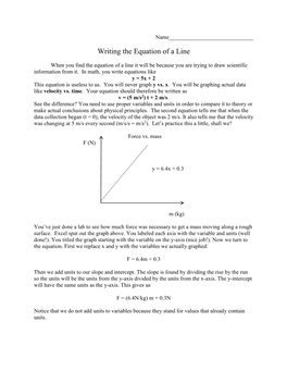 Writing the Equation of a Line