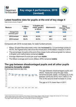 Key Stage 4 Performance, 2019 (Revised)