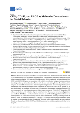 CD38, CD157, and RAGE As Molecular Determinants for Social Behavior