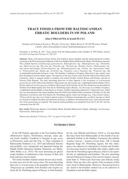Trace Fossils from the Baltoscandian Erratic Boulders in Sw Poland