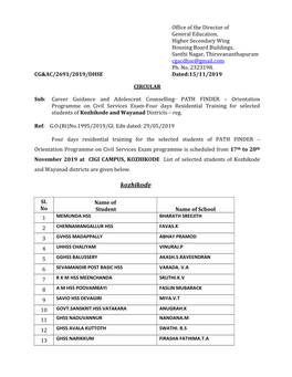 Kozhikode and Wayanad Districts – Reg