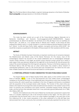 From Pre-Roman Bailo to Roman Baelo: Long-Term Landscape Dynamics in the Straits of Gibraltar Short Running Title: Landscape Dynamics in the Straits of Gibraltar