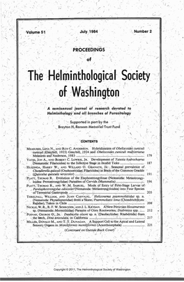 Proceedings of the Helminthological Society of Washington 51(2) 1984