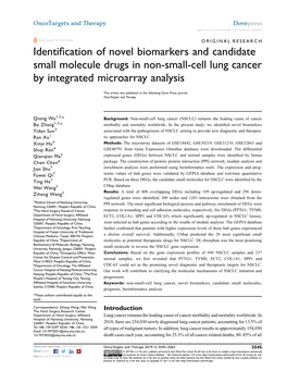 Identification of Novel Biomarkers and Candidate Small Molecule Drugs in Non-Small-Cell Lung Cancer by Integrated Microarray Analysis