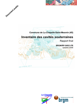 Inventaire Des Cavités Souterraines Rapport Final