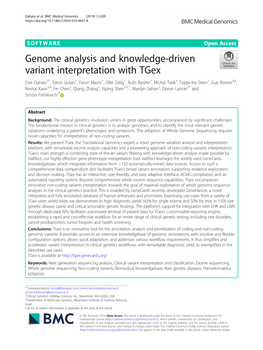 Genome Analysis and Knowledge