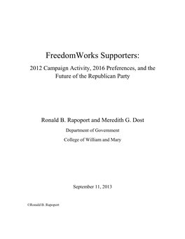 The Second Tea Party-Freedomworks Survey Report