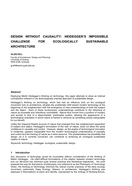 Design Without Causality: Heidegger's Impossible