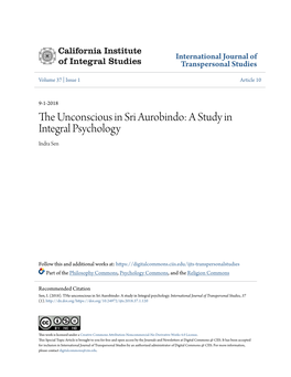 The Unconscious in Sri Aurobindo: a Study in Integral Psychology