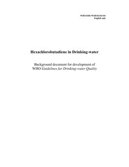 Hexachlorobutadiene in Drinking-Water